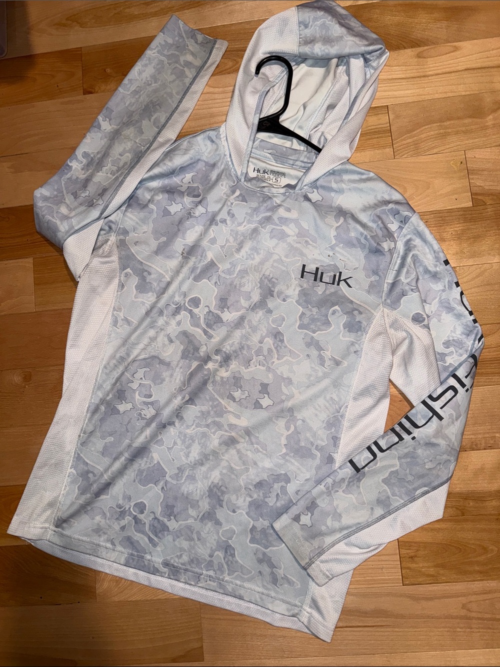 Huk men’s Hooded Long Sleeve Shirt - S White Great Camo S note flaw